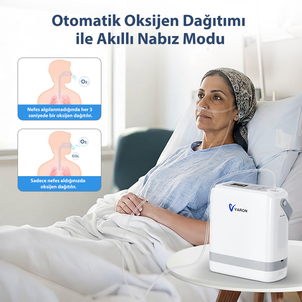 Yeni VARON VP-8G | Darbeli Akışlı Taşınabilir Oksijen Konsantratörü (1-8 ayar seçeneği)