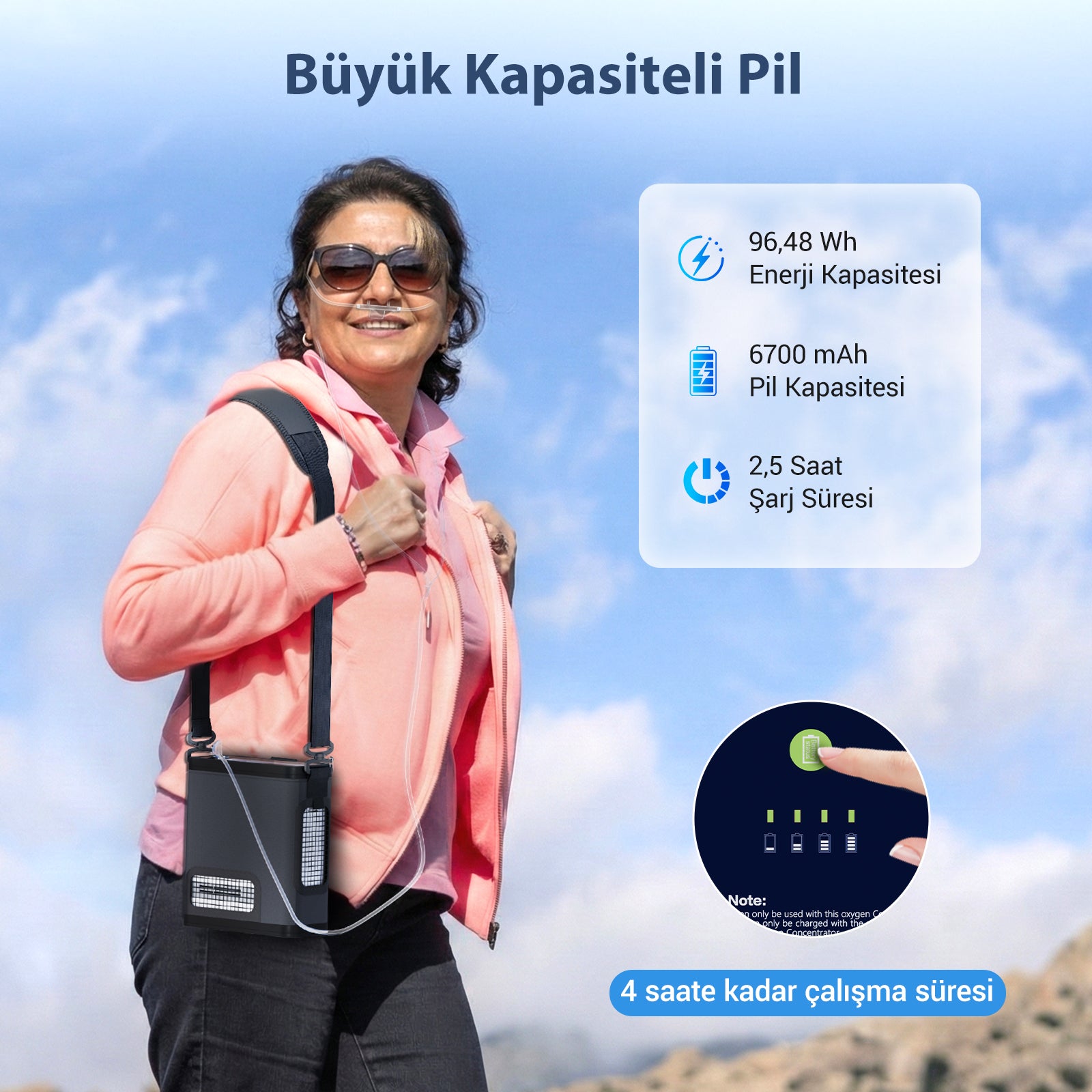 Yeni VARON VP-8G | Darbeli Akışlı Taşınabilir Oksijen Konsantratörü (1-8 ayar seçeneği)