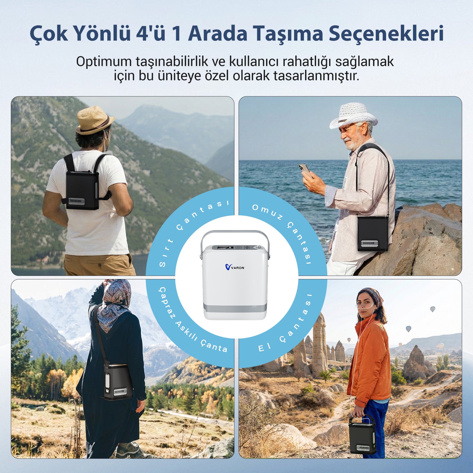 Yeni VARON VP-8G | Darbeli Akışlı Taşınabilir Oksijen Konsantratörü (1-8 ayar seçeneği)