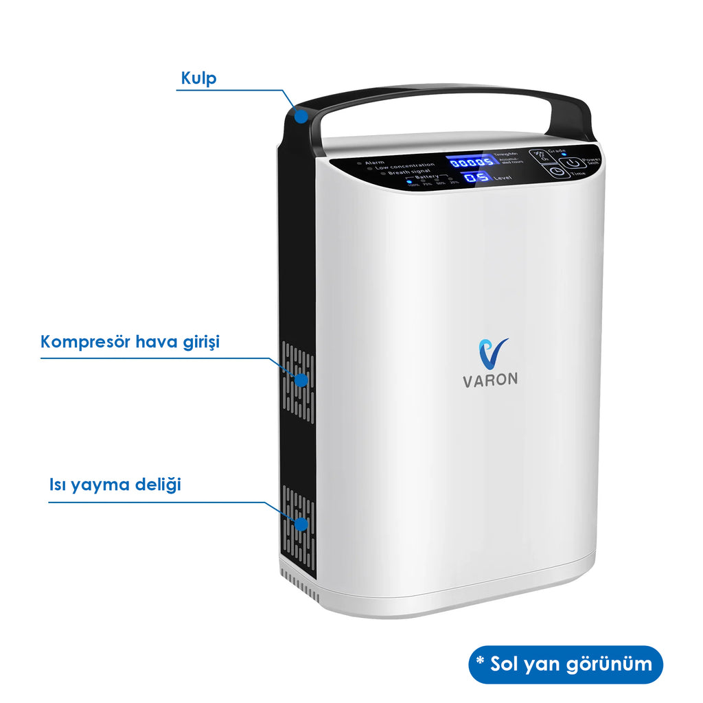 VARON VP-1 | Darbeli Akışlı Taşınabilir Oksijen Konsantratörü (1-5 ayar)