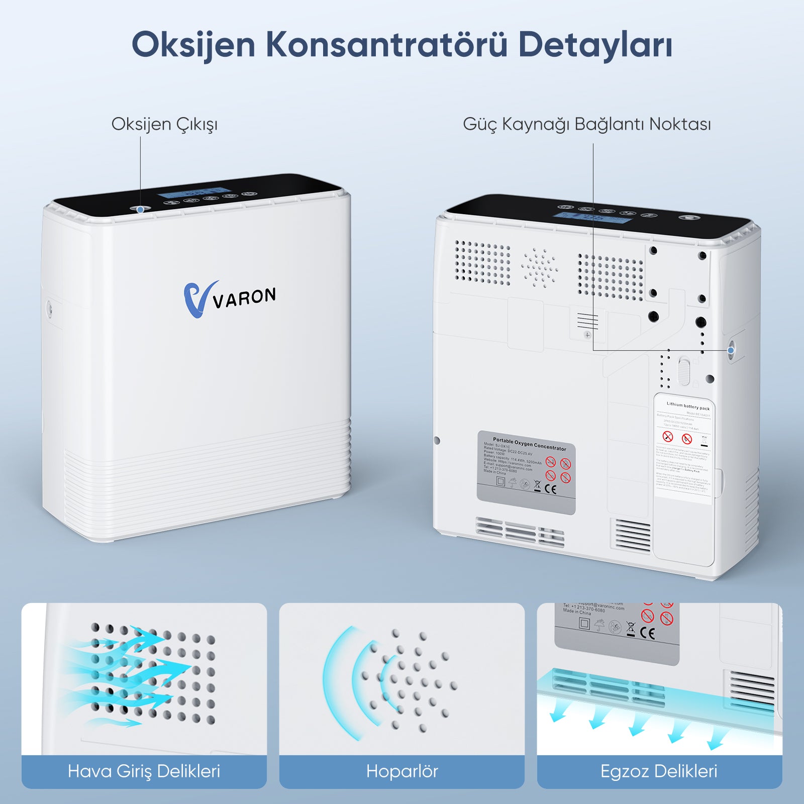VARON VP-6 | Sürekli Akışlı Taşınabilir Oksijen Konsantratörü (1-6 ayar)