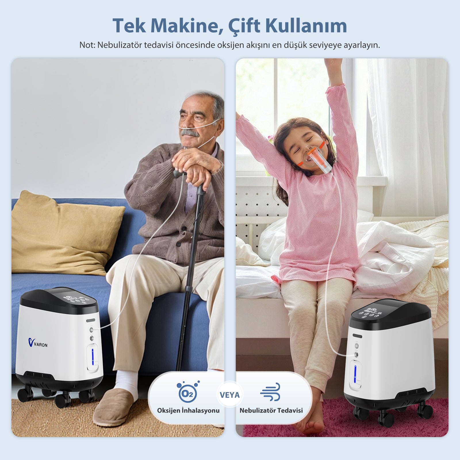 VARON VH-2 Pro | Sürekli Akışlı Ev Tipi Oksijen Konsantratörü (1-8 ayar seçeneği)