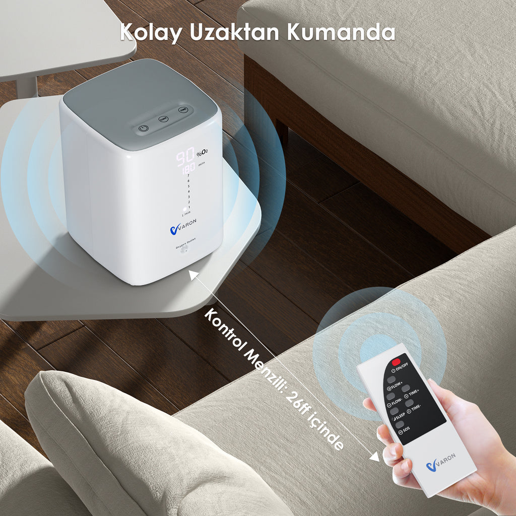 VARON VH-3 | Sürekli Akışlı Ev Tipi Oksijen Konsantratörü (1-7 ayar seçeneği)