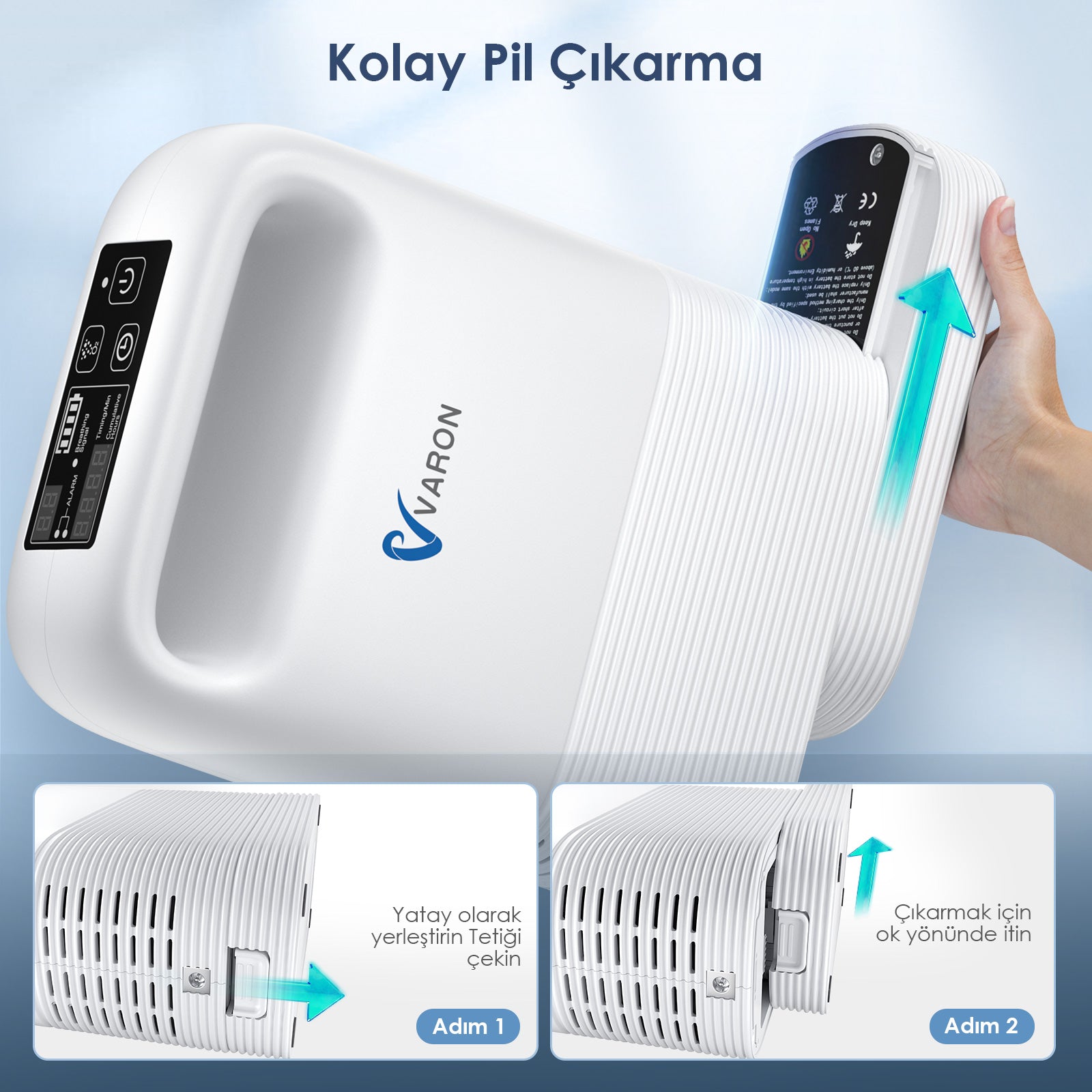 VARON VP-2 | Darbeli Akışlı Taşınabilir Oksijen Konsantratörü (1-5 ayar)