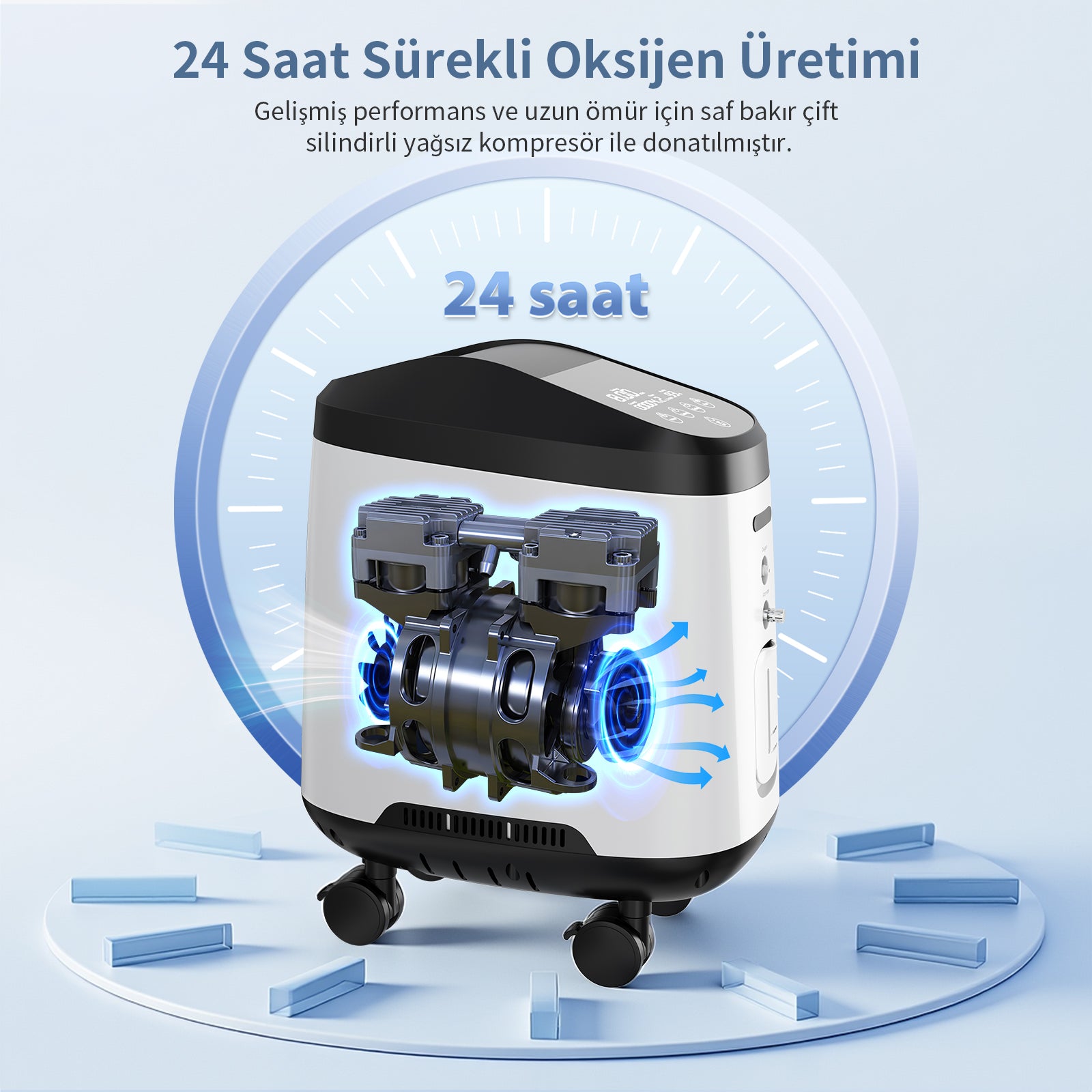 VARON VH-2 Pro | Sürekli Akışlı Ev Tipi Oksijen Konsantratörü (1-8 ayar seçeneği)