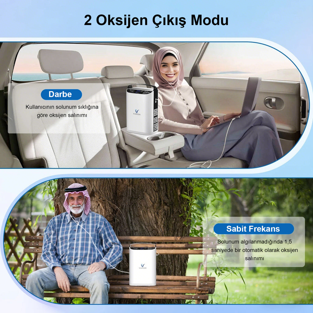 VARON VP-1 | Darbeli Akışlı Taşınabilir Oksijen Konsantratörü (1-5 ayar)