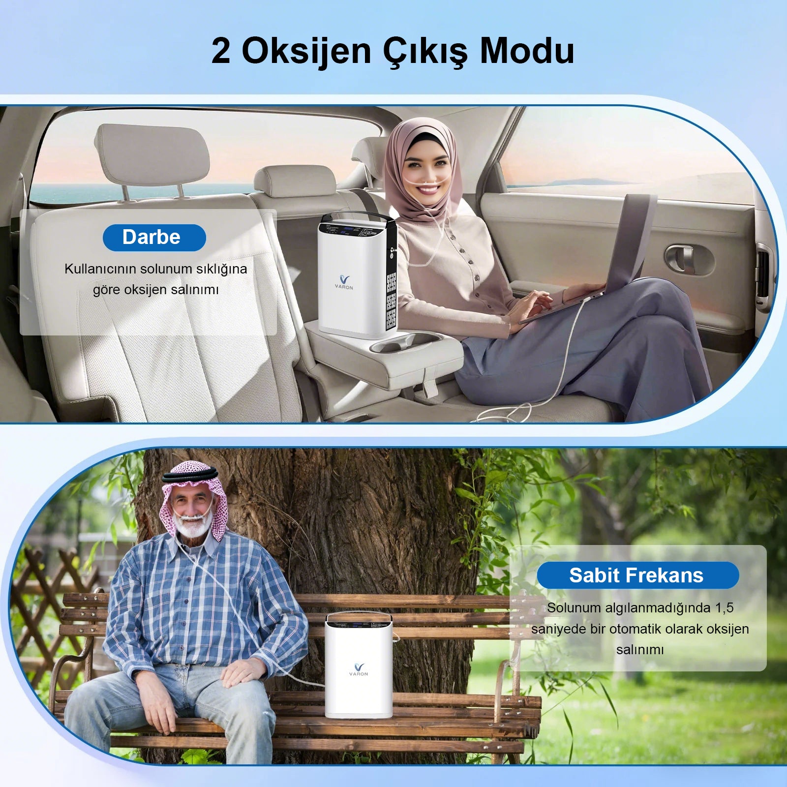 VARON VP-1 | Darbeli Akışlı Taşınabilir Oksijen Konsantratörü (1-5 ayar)