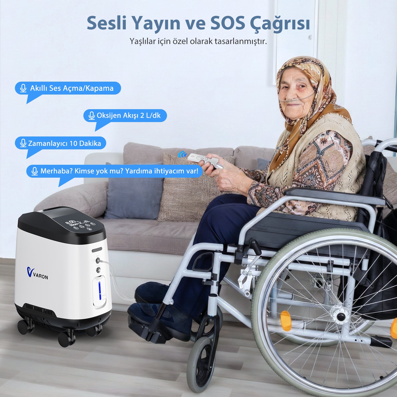 VARON VH-2 Pro | Sürekli Akışlı Ev Tipi Oksijen Konsantratörü (1-8 ayar seçeneği)