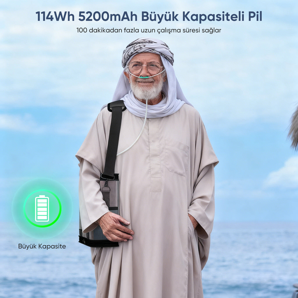 VARON VP-6 | Sürekli Akışlı Taşınabilir Oksijen Konsantratörü (1-6 ayar)