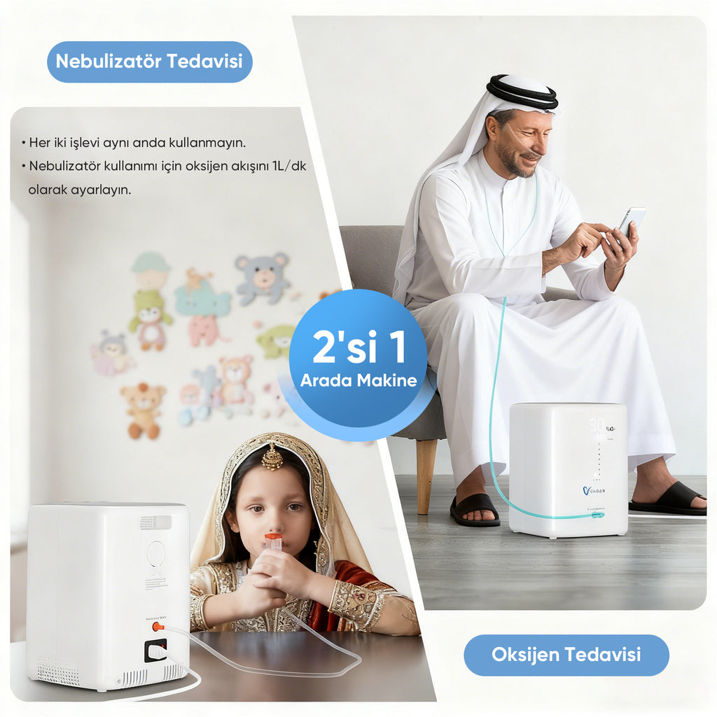 VARON VH-3 | Sürekli Akışlı Ev Tipi Oksijen Konsantratörü (1-7 ayar seçeneği)